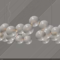 Modern Hanging Chandelier With Multiple White Spherical Bulbs For Interior Design 3d model