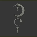 Silver Crescent Moon And Star Pendant Decorative Accessory For Daily Use 3d model