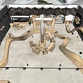 Indoor Play Area Interior Design With Wooden Slide And Curved Structures