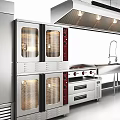 Stainless Steel Kitchen Cabinets With Refrigerator Oven Hanging Pans And Island