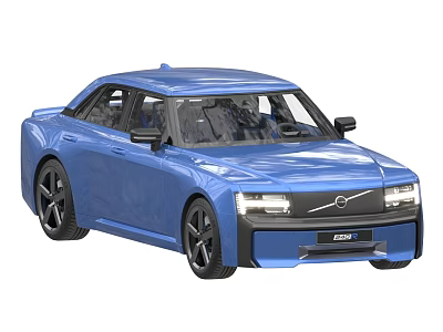 Modern Blue Volvo Sedan With Sleek Exterior Design And Black Wheels 3d model