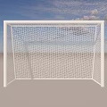 Soccer Field With White Goalpost And Net Under Blue Sky With Clouds