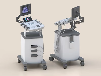 Advanced Medical Devices With Display Screens Control Panels And Wheeled Carts 3d model