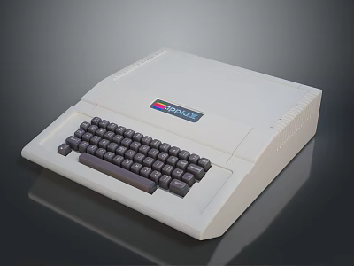 Retro MicroProse Vintage Typewriter With White Body And Black Keyboard 3d model