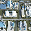 Industrial Plant Aerial View With Multiple Buildings Storage Tanks And Equipment Layout