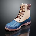 Stylish Waterproof Blue And Beige Boots With Brown Sole And Laces