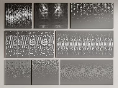 Modern Room Dividers With Various Perforated Patterns And Textured Designs 3d model