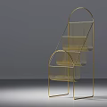 Modern Golden Metal Storage Shelf With Minimalist Design And Arched Display Tiers