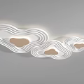 Modern Layered Wavy Ceiling Light Design With White Frame And Wooden Accents