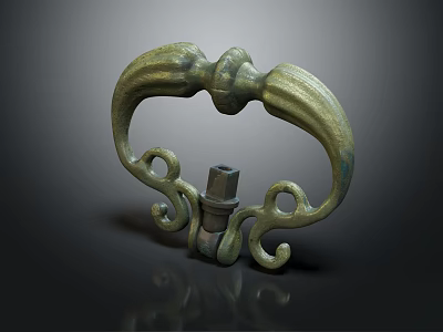 Vintage Bronze Decorative Ornament Set With Symmetrical Scroll And Curved Design 3d model