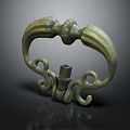 Vintage Bronze Decorative Ornament Set With Symmetrical Scroll And Curved Design
