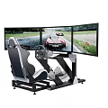 Functional Car Racing Simulator With Multiple Screens Steering Wheel And Racing Scenes