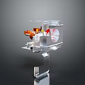 Industrial Machinery Component With Transparent Casing Internal Orange Red Parts And Metal Structure