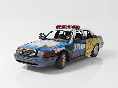NYPD Police Car With Emergency Lights Blue Exterior And Graphic Decals 3d model