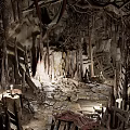 Ancient European Architecture Cave Like Structure With Stalactites And Wooden Remnants