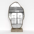 Irregular Shape Mirror with Metal Frame and Base as Modern Home Decor Component 3d model