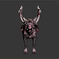 3D Reindeer Model with Purple Body Red and White Decorated Antlers Saddle Beads and Bells