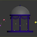 Purple Artistic Decoration With Transparent Dome Glowing Base And Colorful Surrounding Stars