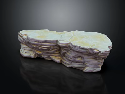 Decorative Stacked Layered Rock Sculpture With Yellow White Textured Surface Layers 3d model