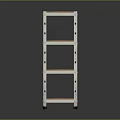 Modern Four Tiered White Frame Shelving Unit With Orange Wooden Surface 3d model
