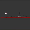 Detailed Black And Red Submarine Model With Chimney Yellow Deck Elements And Small Flag 3d model