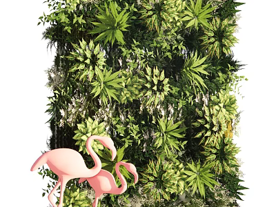 Flamingo Green Plant Wall Modern Plant Wall 3d model