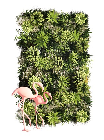 Flamingo Green Plant Wall Modern Plant Wall 3d model