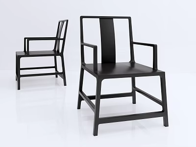 Modern Black Leisure Chair With Armrests And Minimalist Design In White Background 3d model