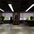 Modern Office Interior Design With Conference Table Chairs Green Plants And Bookshelves