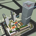 Modern High Rise Office Building With Commercial Complex And Shopping Mall