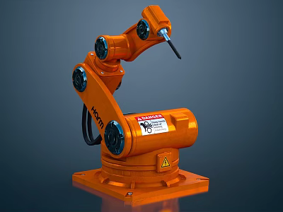 Orange Intelligent Robotic Arm With Multi Joint For Industrial Precision Manufacturing 3d model