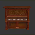 Brown Wooden Piano With Intricate Carved Design For Home Living Room Decor