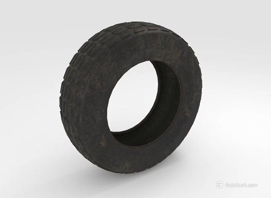 Black Rubber Tire With Deep Tread Pattern For Automotive Vehicles 3d model 