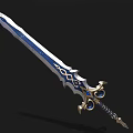 Fantasy Style Decorative Sword With Blue Silver Blade And Golden Hilt Design