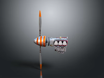 Detailed Rocket Model With Orange White Stripes And Thruster Components 3d model