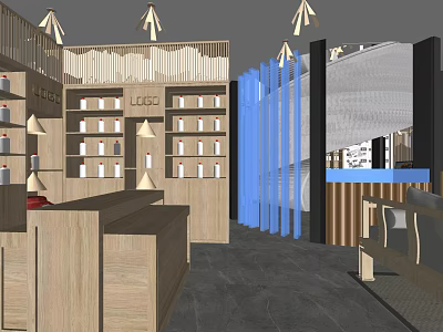 Modern Tobacco And Liquor Store Interior With Shelves And Display Cabinets 3d model