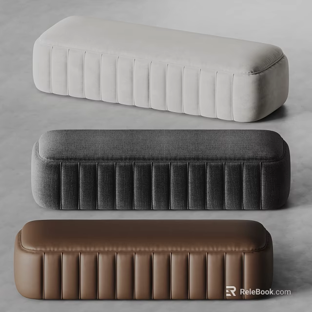 Modern Sofa Bench In Gray Brown Beige With Fabric Leather Tufted Design For Living Room 3d model 