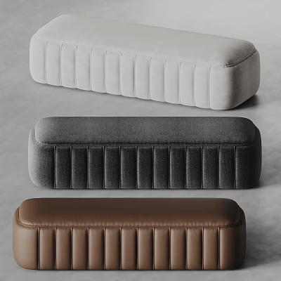 Modern Sofa Bench In Gray Brown Beige With Fabric Leather Tufted Design For Living Room 3d model