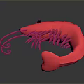 Black Smooth Furniture Surface With Pink Shrimp Shaped Decor And Curved Antennae Legs