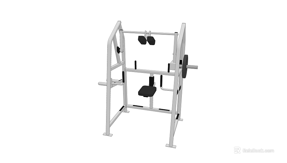 Professional Fitness Squat Rack Equipment With Barbell Storage And Adjustable Seat 3d model 