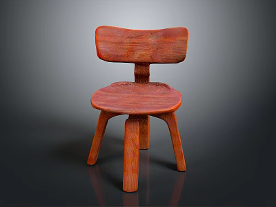 Unique Wooden Leisure Chair With Curved Backrest And Artistic Sturdy Legs Design 3d model