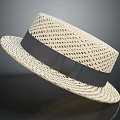 Classic Beige Woven Straw Hat With Black Wide Band Stylish Summer Accessory Design