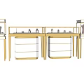 Elegant Golden Jewelry Display Shelves With Glass Cases And Storage Compartments