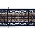 Steel Truss Railway Bridge Structure With Railway Tracks And Concrete Piers