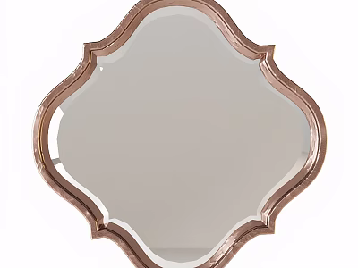 Rose Gold Framed Decorative Mirror With Ornate Edge Design For Home Interior Decor 3d model