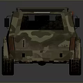Camouflage Military Tank Exterior Design With Roof Rack And Reflective Surface On Gray Background
