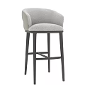 Modern Upholstered Bar Stools With Neutral And Green Fabric And Metal Frames