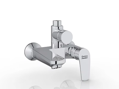 Chrome Wall Mounted Modern Faucet With Single Handle And Control Knob 3d model