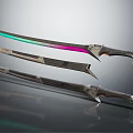 Futuristic Sci Fi Blades With Neon Colored Edges And Metallic Handles Set of Three