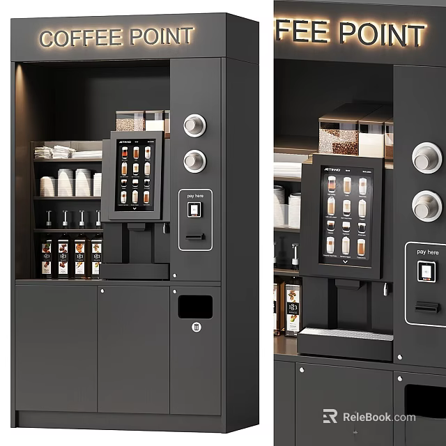 Professional Commercial Coffee Machine With Digital Display Coffee Bean Storage And Control Panel 3d model